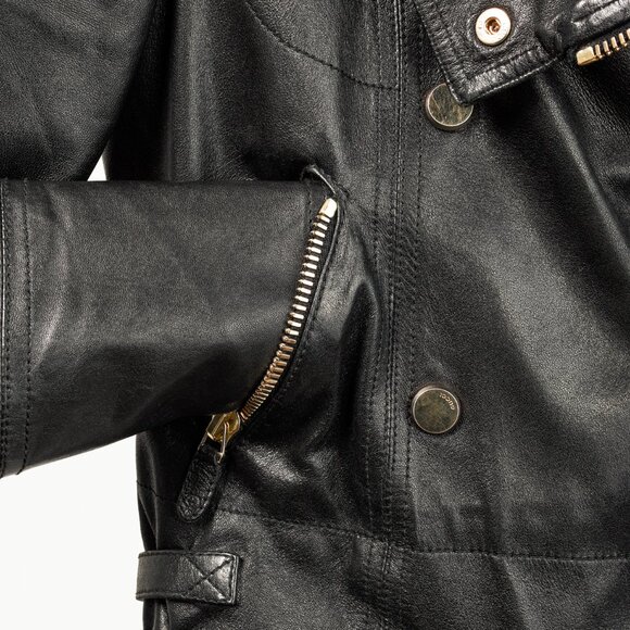 Gucci Black Leather Double-Breasted Moto Jacket - Picture 8 of 13